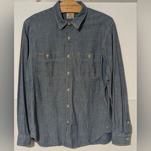 J.Crew Men's Blue Denim Button Down Shirt (M)